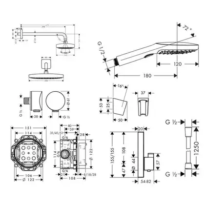 GROHE Hansgrohe Душевой набор (верхний, ручной душ, ibox, термостат) Raindance Select E/ShowerSelect (27296000) фото 8 Aquada.com.ua