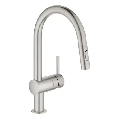 Смеситель для кухни с выдвижным изливом Grohe Minta (цвет - суперсталь) (32321DC2) фото 5 Aquada.com.ua