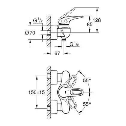 GROHE Смеитель для душа, однорычажный, цв белый Eurostyle (33590ls3) (33590LS3) фото 8 Aquada.com.ua