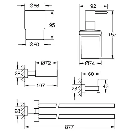 GROHE Набір аксесуарів для ванни 4 в 1 Essentials Cube  (40847001) фото 14 Aquada.com.ua