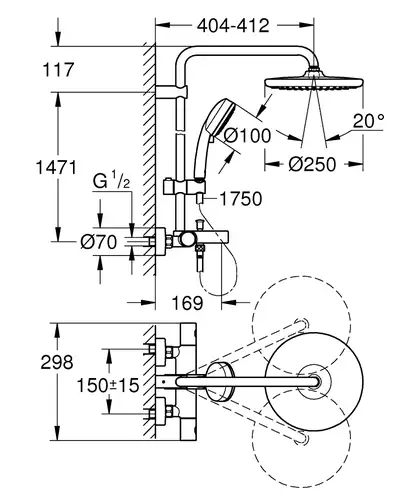 Душевая система Grohe Tempesta Cosmopolitan 26672000 фото 2 Aquada.com.ua