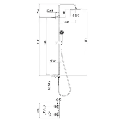 Душевая система с термостатом Bossini Elios (цвет - хром) (L10172 030) фото 2 Aquada.com.ua