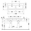 Раковина двойная мебельная Duravit Me by Starck 130 x 49 см (2336130000) фото 2 Aquada.com.ua