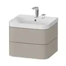 Тумба подвесная с раковиной c-shaped Duravit Happy D.2 Plus 57,5 х 49 см, серо-коричневый шелковисто-матовый лак (HP4345E6060) фото 1 Aquada.com.ua