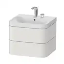 Тумба подвесная с раковиной c-shaped Duravit Happy D.2 Plus 57,5 х 49 см, cкандинавский белый шелковисто-матовый лак (HP4345O3939) фото 1 Aquada.com.ua