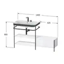 Раковина c-bonded с напольной металлической консолью Duravit Happy D.2 Plus 140 х 49 см (HP4752E9797) фото 2 Aquada.com.ua