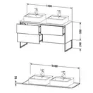 Комплект мебели тумба с консолью и 2 раковинами Duravit XSquare 140 х 55 см (XS4926B9494+XS063GB9494+0454600000) фото 3 Aquada.com.ua