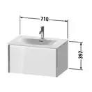 Тумба подвесная под раковину Duravit XViu 71 x 48 см, доломитово-серый глянцевый лак (XV40330B138) фото 2 Aquada.com.ua