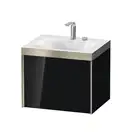 Тумба подвесная с раковиной c-bonded Duravit XViu 60 x 48 см, чёрный глянцевый (XV4609EB140P) фото 1 Aquada.com.ua