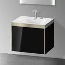 Тумба подвесная с раковиной c-bonded Duravit XViu 60 x 48 см, чёрный глянцевый (XV4609EB140P) фото 2 Aquada.com.ua
