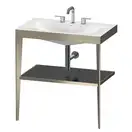 Металлическая консоль с раковиной c-bonded Duravit XViu 80 х 48 х h85 см, матовое шампанское/чёрный глянцевый (XV4715TB140) фото 1 Aquada.com.ua