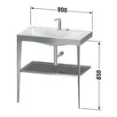 Металлическая консоль с раковиной c-bonded Duravit XViu 80 х 48 х h85 см, чёрный матовый/серый (XV4715TB289) фото 3 Aquada.com.ua