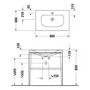 Металлическая консоль с раковиной c-bonded Duravit XViu 80 х 48 х h85 см, чёрный матовый/серый (XV4715TB289) фото 4 Aquada.com.ua
