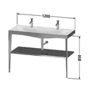 Металлическая консоль с раковиной c-bonded Duravit XViu 120 х 48 х h85 см, чёрный матовый/чёрный глянцевый (XV4718OB240) фото 3 Aquada.com.ua
