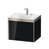 Тумба подвесная с раковиной c-bonded Duravit XViu 60 x 48 см, чёрный глянцевый (XV4609EB140P)