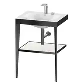 Металлическая консоль с раковиной c-bonded Duravit XViu 60 х 48 х h85 см, чёрный матовый/белый глянцевый (XV4714EB285)