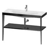 Металлическая консоль с раковиной c-bonded Duravit XViu 120 х 48 х h85 см, чёрный матовый/чёрный глянцевый (XV4717OB240)