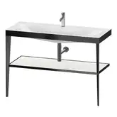 Металлическая консоль с раковиной c-bonded Duravit XViu 120 х 48 х h85 см, чёрный матовый/белый глянцевый (XV4717OB285)