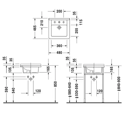 Встраиваемая раковина Duravit Starck 3 480 х 465 мм (0303480000) фото 3 Aquada.com.ua
