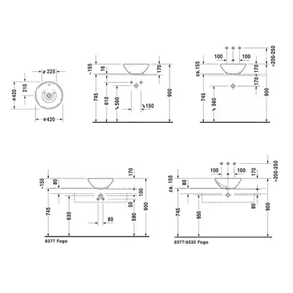 Раковина накладная на столешницу Duravit Bacino Ø 42 см (0325420000) фото 3 Aquada.com.ua