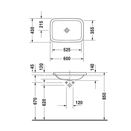 Раковина накладная на столешницу Duravit DuraStyle 60 х 43 см (0372600000) фото 2 Aquada.com.ua