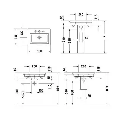 Раковина для мебели Duravit 2nd floor 60x43 см (0491600060) фото 2 Aquada.com.ua