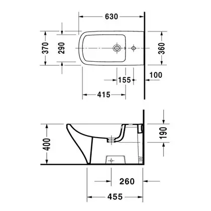 Биде напольное Duravit DuraStyle 63х37 см, цвет белый (удлиненное) (2283100000) фото 5 Aquada.com.ua
