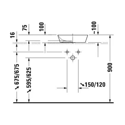 Раковина накладная на столешницу Duravit Cape Cod 40 х 36 см (2328400000) фото 3 Aquada.com.ua