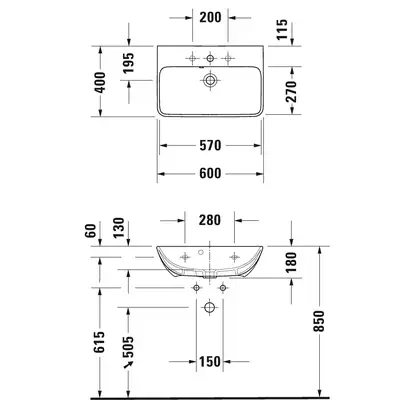 Раковина подвесная Duravit Vero Air 60х40 см (2343600000) фото 2 Aquada.com.ua