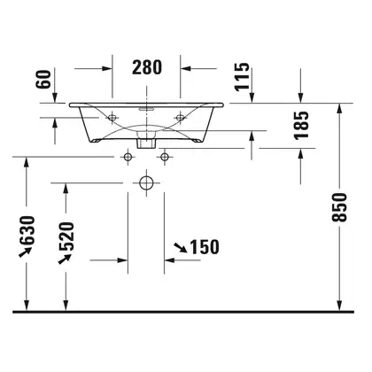 Раковина мебельная Duravit Viu 63 х 49 см (2344630000) фото 4 Aquada.com.ua