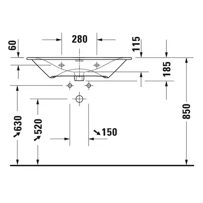 Раковина мебельная Duravit Viu 83 х 49 см (2344830000) фото 4 Aquada.com.ua