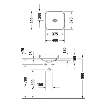 Раковина накладная на столешницу Duravit Happy D.2 Plus 40 х 40 см, белый глянцевый (2359400000) фото 3 Aquada.com.ua