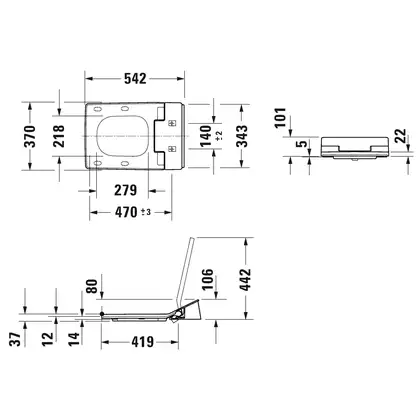 Унитаз подвесной Duravit Viu Rimless (безободковый) SensoWash® Slim (2511590000+611600002000300) фото 6 Aquada.com.ua