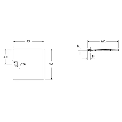 Душевой поддон 90 х 90 х 5 см Duravit Stonetto, бетон (720146180000000) фото 2 Aquada.com.ua