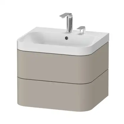 Тумба подвесная с раковиной c-shaped Duravit Happy D.2 Plus 57,5 х 49 см, серо-коричневый шелковисто-матовый лак (HP4345E6060) фото 1 Aquada.com.ua Тумба подвесная с раковиной c-shaped Duravit Happy D.2 Plus 57,5 х 49 см, серо-коричневый шелковисто-матовый лак (HP4345E6060) фото 1 Aquada.com.ua