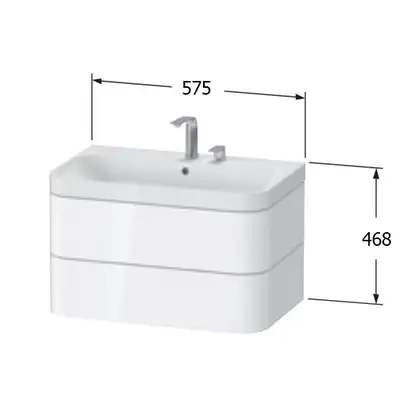 Тумба подвесная с раковиной c-shaped Duravit Happy D.2 Plus 57,5 х 49 см, каменно-серый шелковисто-матовый лак (HP4345E9292) фото 2 Aquada.com.ua