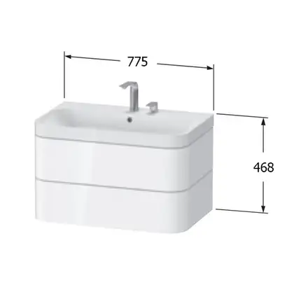 Тумба подвесная с раковиной c-shaped Duravit Happy D.2 Plus 77,5 х 49 см, тёмно синий шелковисто-матовый лак (HP4347E9898) фото 2 Aquada.com.ua