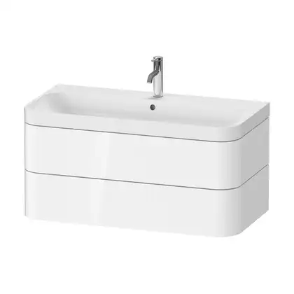 Тумба подвесная с раковиной c-shaped Duravit Happy D.2 Plus 97,5 х 49 см, белый глянец (HP4348E2222) фото 1 Aquada.com.ua