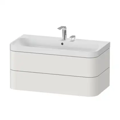 Тумба подвесная с раковиной c-shaped Duravit Happy D.2 Plus 97,5 х 49 см, скандинавский белый шелковисто-матовый лак (HP4348E3939) фото 1 Aquada.com.ua