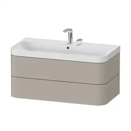 Тумба подвесная с раковиной c-shaped Duravit Happy D.2 Plus 97,5 х 49 см, серо-коричневый шелковисто-матовый лак (HP4348E6060) фото 1 Aquada.com.ua