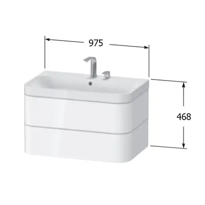 Тумба подвесная с раковиной c-shaped Duravit Happy D.2 Plus 97,5 х 49 см, лён (HP4348E7575) фото 2 Aquada.com.ua
