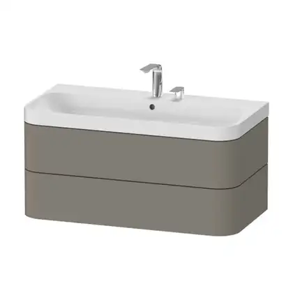 Тумба подвесная с раковиной c-shaped Duravit Happy D.2 Plus 97,5 х 49 см, каменно-серый шелковисто-матовый лак (HP4348E9292) фото 1 Aquada.com.ua