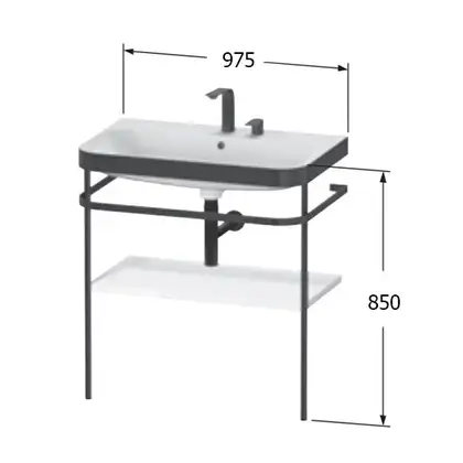 Раковина c-bonded с напольной металлической консолью Duravit Happy D.2 Plus 97,5 х 49 см (HP4738E8080) фото 2 Aquada.com.ua