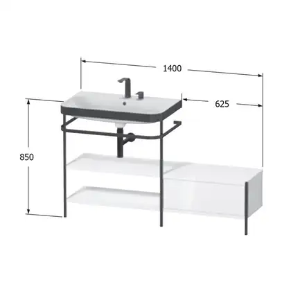 Раковина c-bonded с напольной металлической консолью Duravit Happy D.2 Plus 140 х 49 см (HP4752E7171) фото 2 Aquada.com.ua