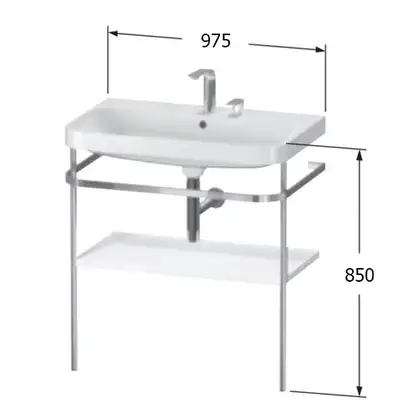 Раковина c-bonded с напольной металлической консолью Duravit Happy D.2 Plus 97,5 х 49 см (HP4838E9898) фото 2 Aquada.com.ua