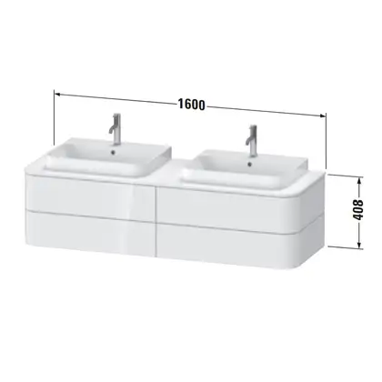 Тумбочка для подвесной консоли Duravit Happy D.2 Plus 160 х 55 см, каменно-серый шелковисто-матовый лак (HP4964B9292) фото 2 Aquada.com.ua