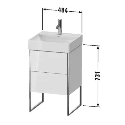 Комплект мебели тумба с раковиной Duravit XSquare 48,4 х 46 см (XS443902222+23535000401) фото 3 Aquada.com.ua
