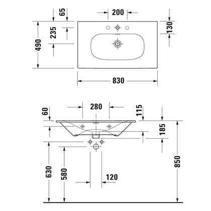 Комплект мебели тумба с раковиной Duravit XSquare 81 х 47,8 см (XS452402222+23448300001) фото 4 Aquada.com.ua