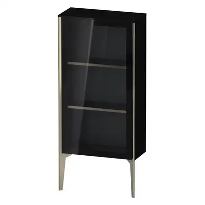 Шкафчик напольный со стеклянными дверцами Duravit XViu 50 x 24 х h113 см, чёрный глянцевый (XV1361LB140) фото 1 Aquada.com.ua