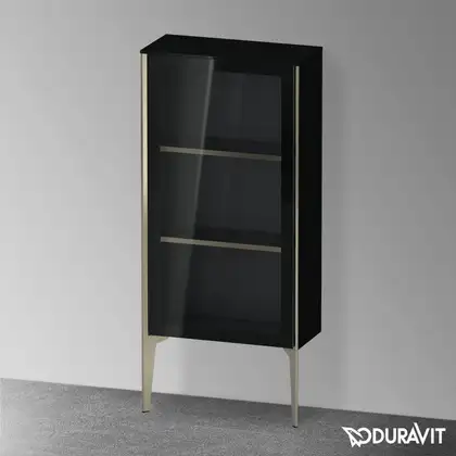 Шкафчик напольный со стеклянными дверцами Duravit XViu 50 x 24 х h113 см, чёрный глянцевый (XV1361LB140) фото 2 Aquada.com.ua